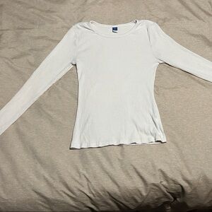 Old Navy White Ribbed Long Sleeve Top